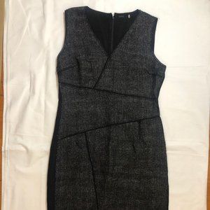 Elie Tahari Black Tweed like Raw Edge Black Dress